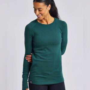 Oiselle Forest Green Wazzie Wool Long Sleeve Tee